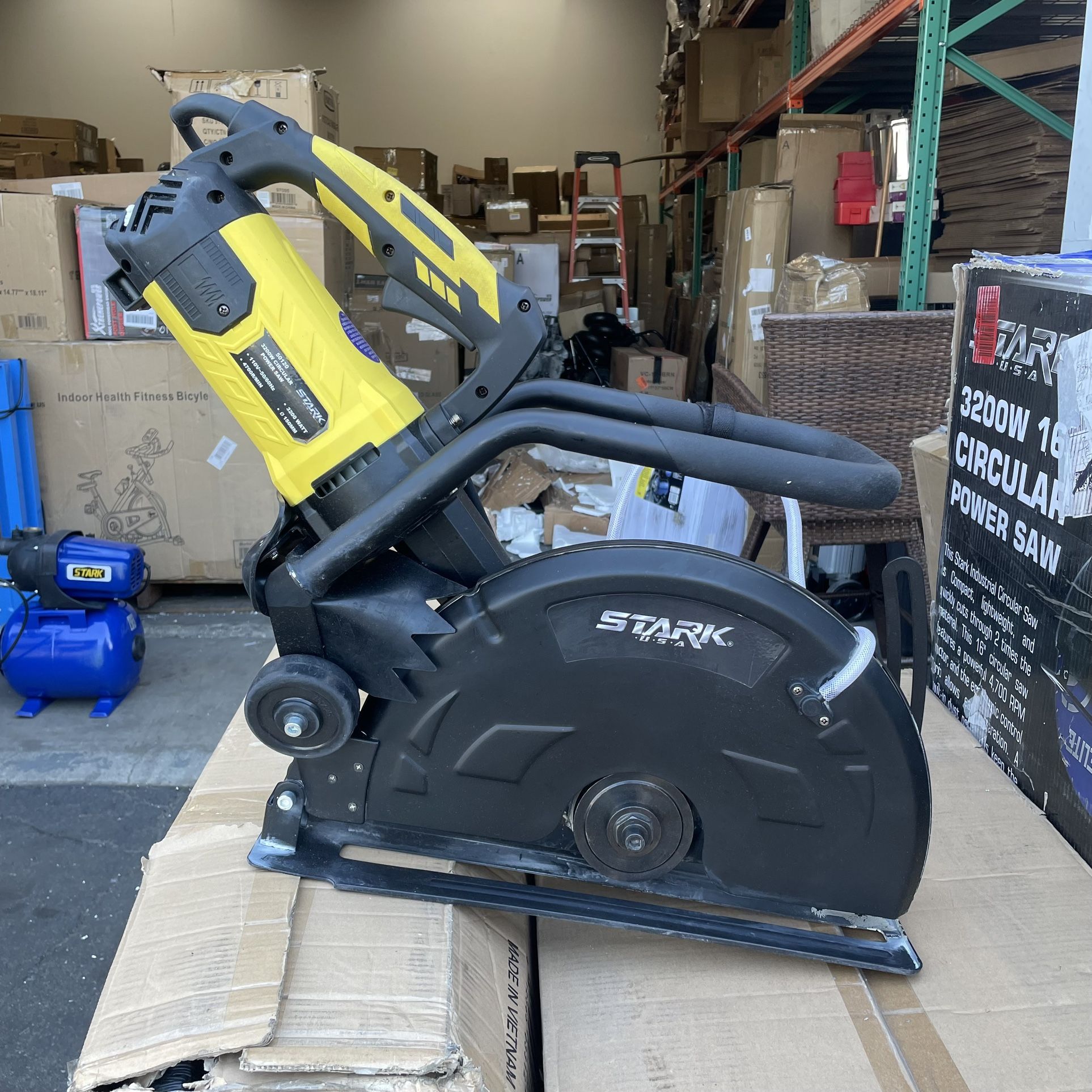 16 in. 3200-Watt Circular Cut Concrete Saw Cutter with Water Line Attachment (No-Blade)