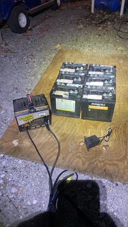 6 V golf cart, batteries, charger, and charger port