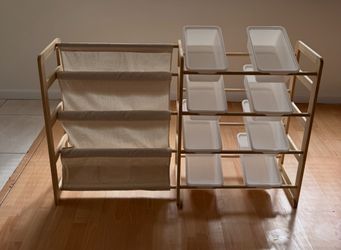 Book shelf work storage bins