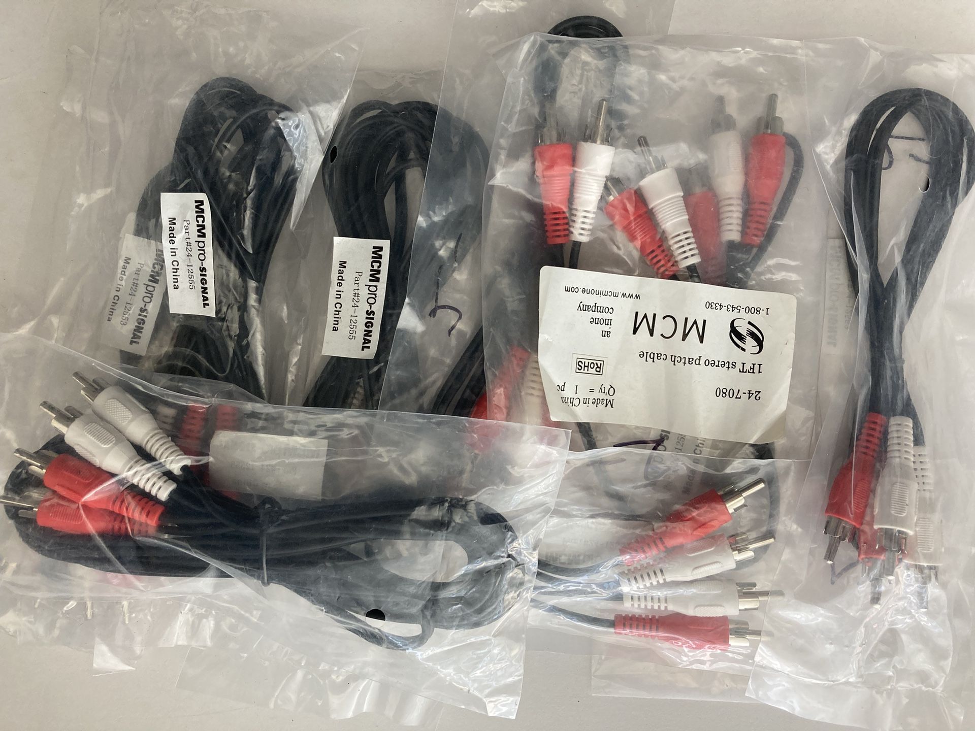 2 RCA to 2 RAC Cable Male Stereo Audio, HDTV, VCR, DVD Cord Each: $3, Set Of 10: $20