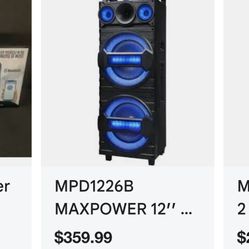 MAXPOWER 12″ x 2 Karaoke Bluetooth speaker with dancing disco ball