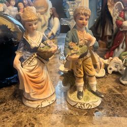 X2 ) Vintage Porcelain Figures Perfect Condition