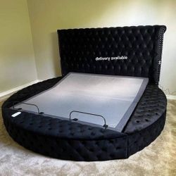 Brigitte Black Queen Upholstered Storage Panel Bed Frame Cama//King Size Available/Mattress Sold Separately 