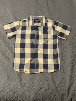 Navy and Cream Checkered Casual Men's Shirt