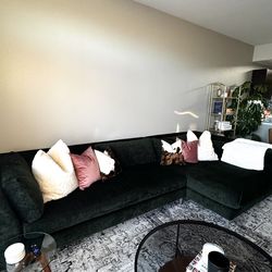 Green Velvet Sectional $400 OBO