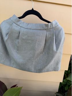 WANGXO Crystal Embellished Grey Mini Skirt