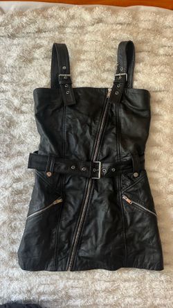 Black leather dress
