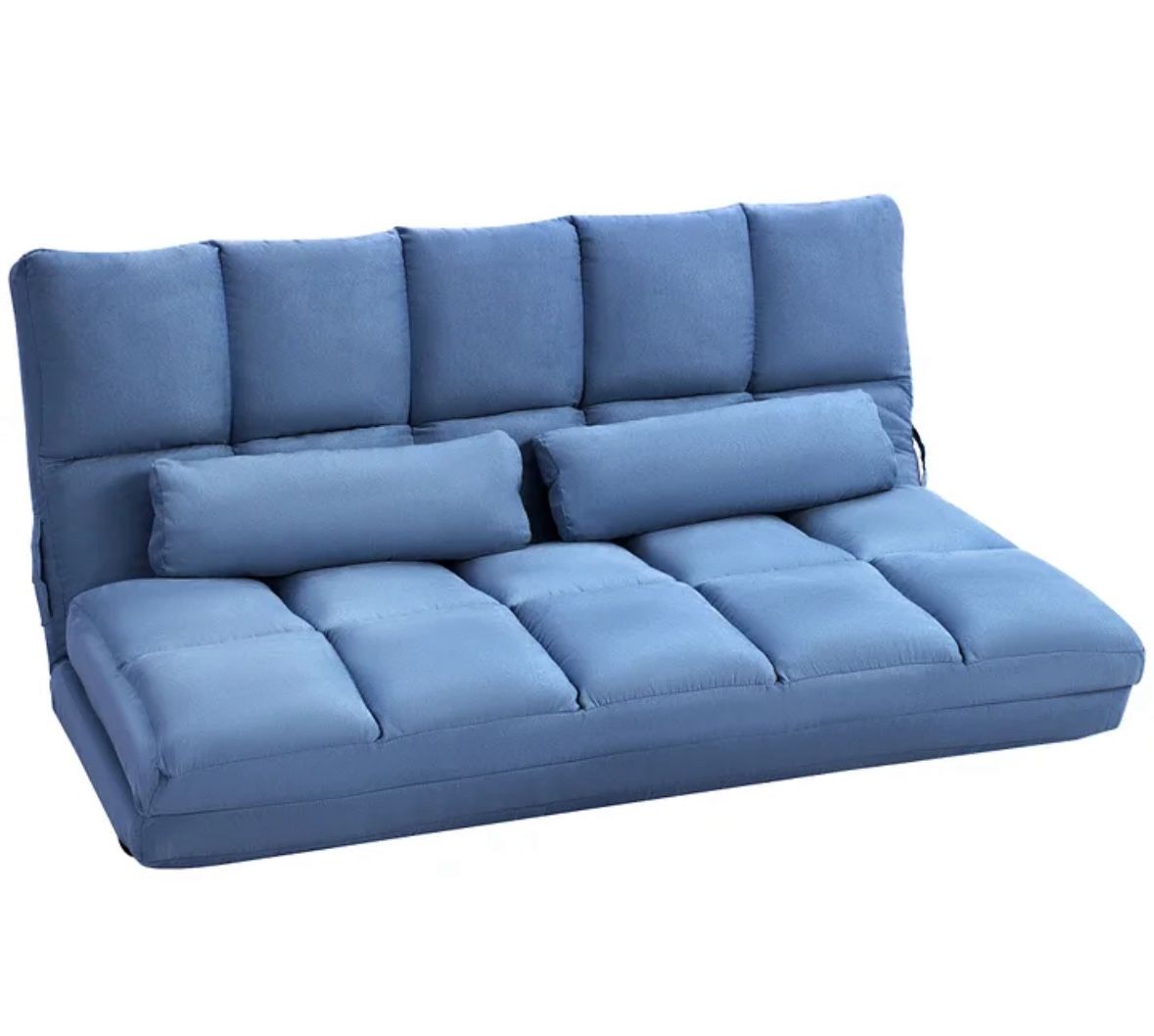 Convertible Floor Sofa, Folding Couch Bed, Chaise Lounge with 2 Pillows, Adjustable Backrest and Headrest, 51.25" W x 70.75” L, Blue