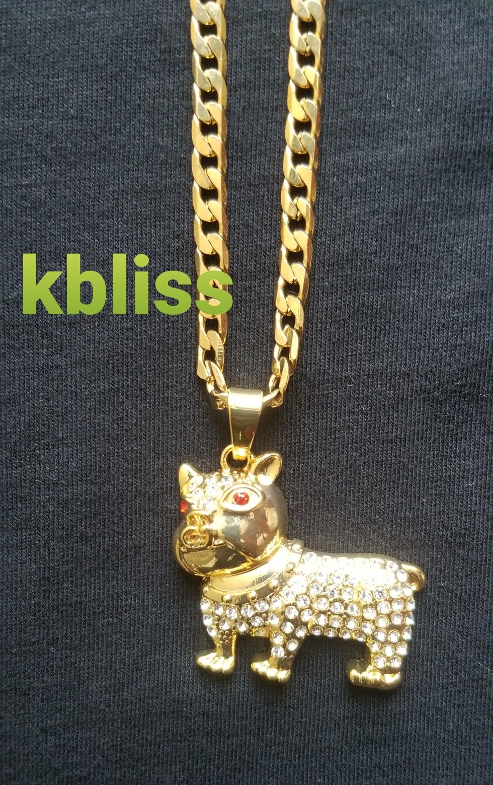 🔥🔥🔥14k Gold Plated Miami Cuban Link Chain w Iced Out Bulldog