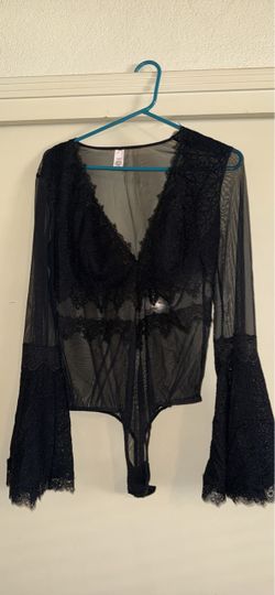Brand New Victoria’s Secret sheer black lace bodysuit ( size XL)