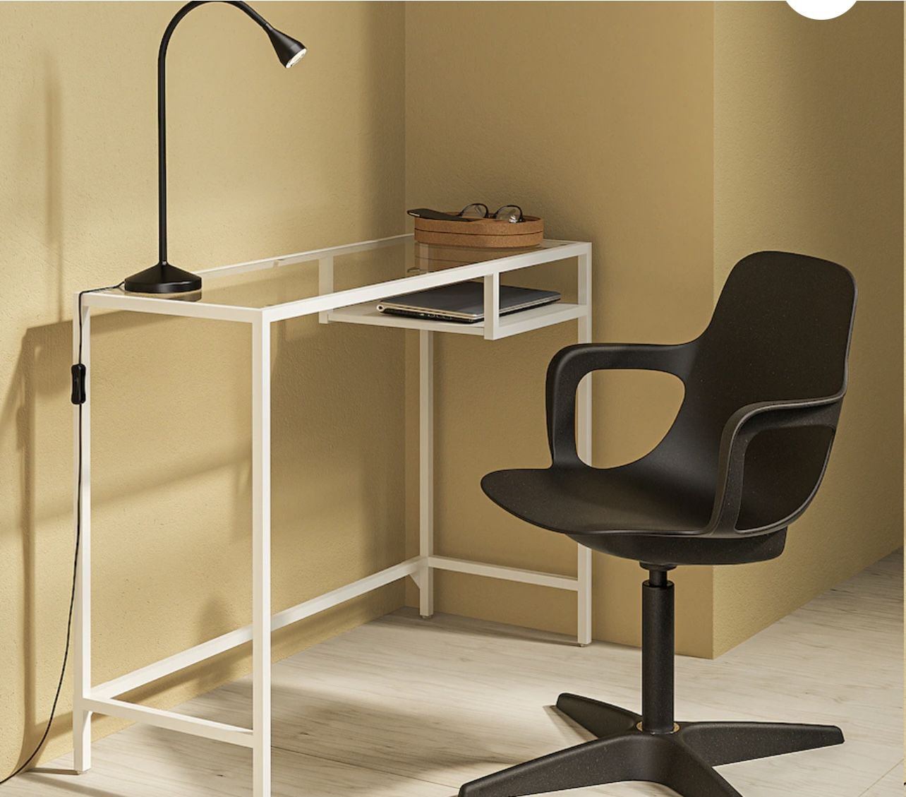 IKEA VITTSJÖ Laptop table, white/glass