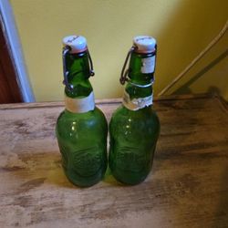 2 Grolsch Green Grolsch Beer Bottles 