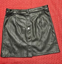 Black leather skirt.