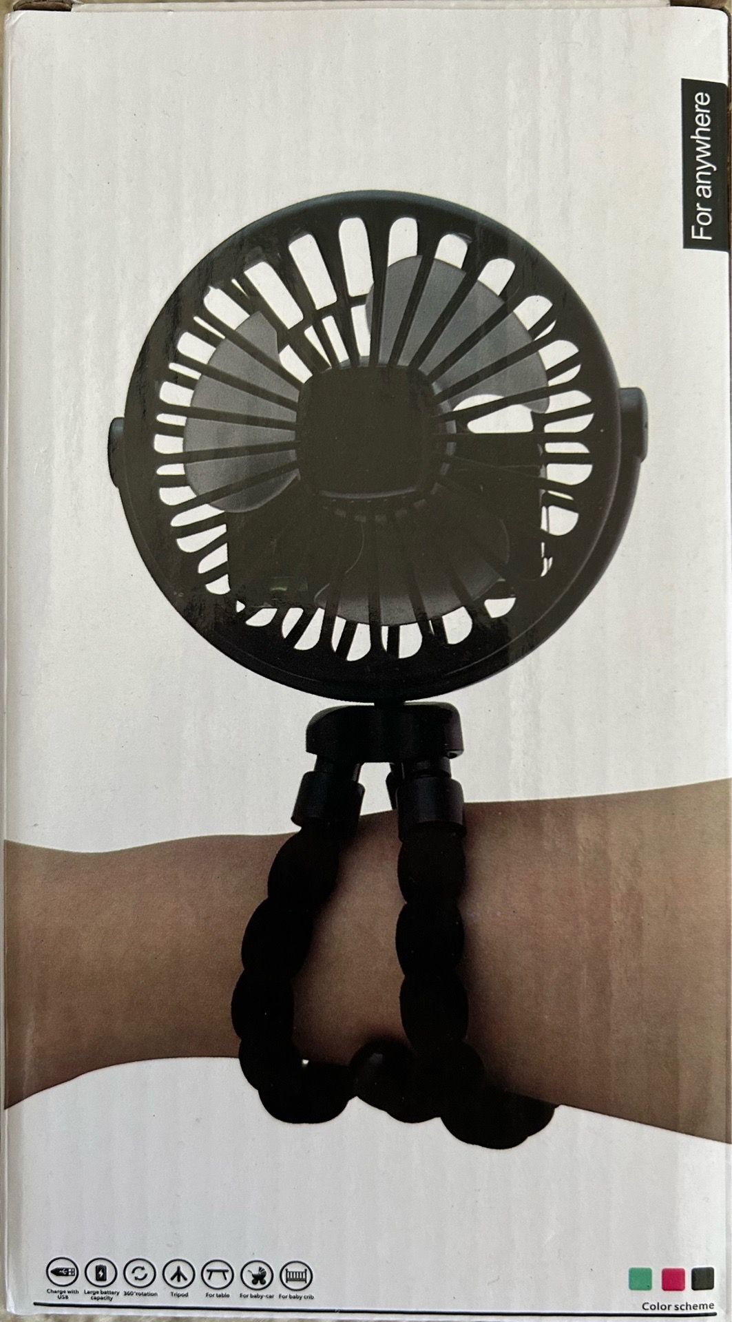 Portable Flexible Tripod Fan with Night Light (Rechargeable / USB)
