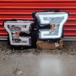 FOR 2015-2017 FORD F150 3D LED DRL TUBE RUNNING STRIP HEADLIGHT/LAMPS CHROME/AMBER