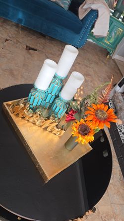 Decorative sconses candles and letters