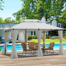 13 Ft x 10 Ft. White Metal Canopy Gazebo Tent w/ Ventilated Double Roof [NEW IN BOX] **Retails for $430