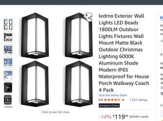 ledmo Exterior Wall Lights LED Beads 1800LM Outdoor Lights Fixtures Wall Mo (SR) MSRP: $129.99 - New - Sealed