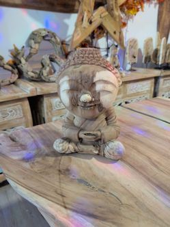 Carved Wood Buddha Figurine