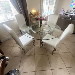 Table Letty-Gl48-T Chintaly Imports Furniture Letty Table and Lizbon Side Chair (4 Chairs)