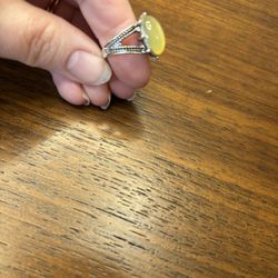 New Silver Yellow Ring 