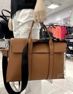 Michael Kors Cooper Pebbled Leather Briefcase in Luggage