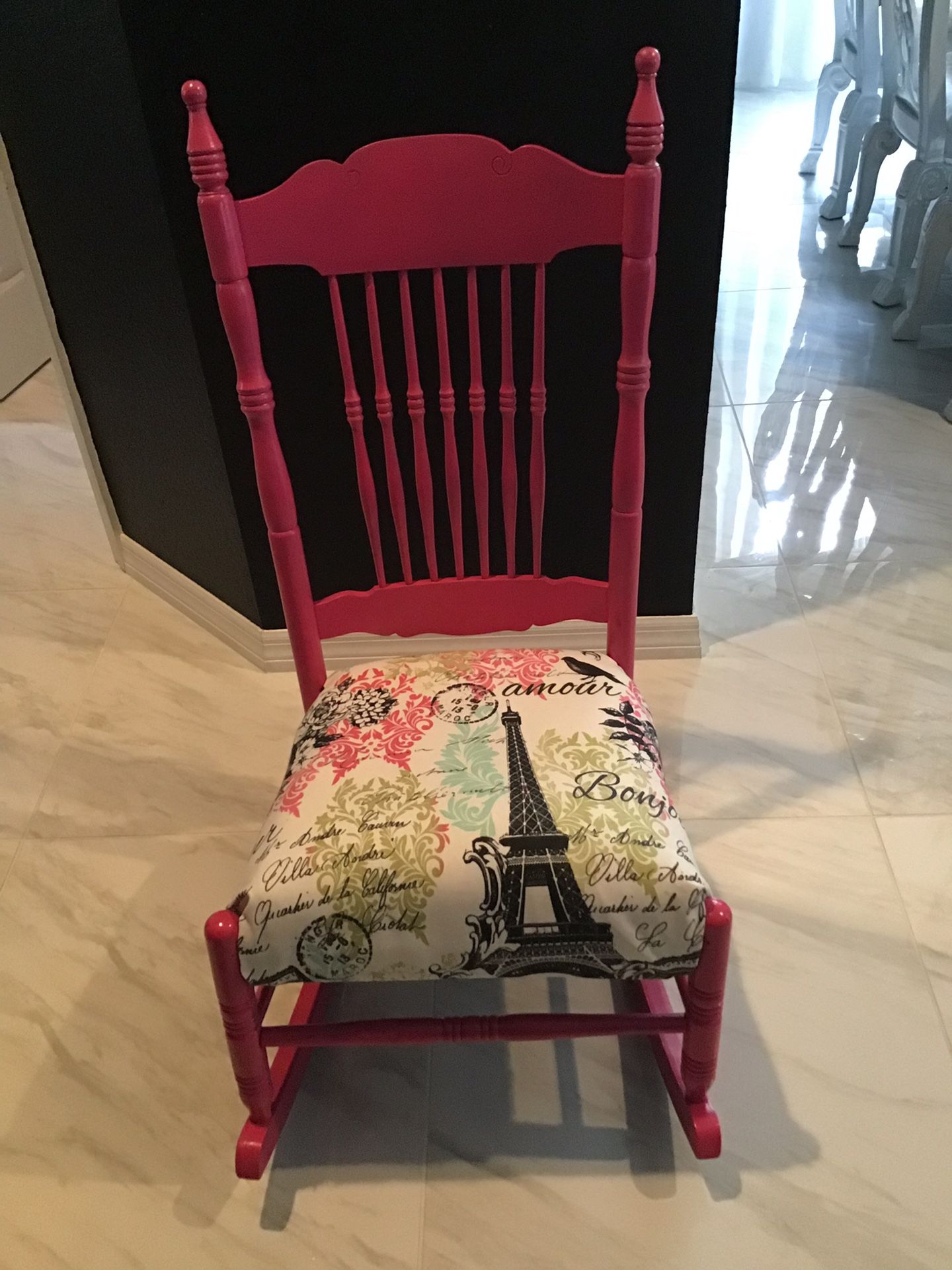 Paris chic, vintage, shabby chic, antique petite rocking chair. Perfect for girls room.