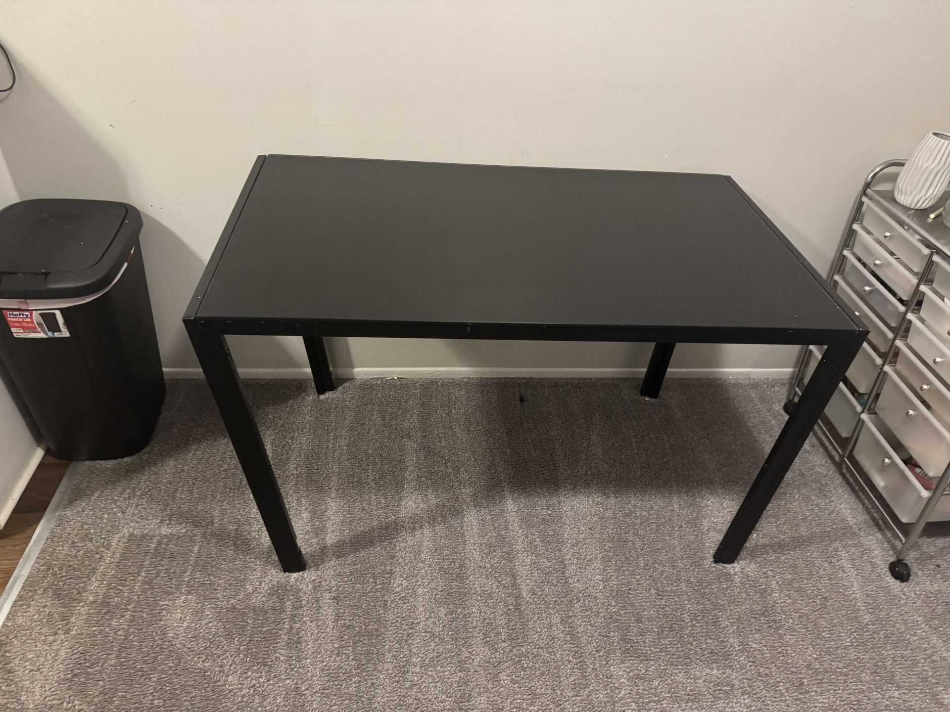 Black Glass Dining Table Set with 3 Chairs – $25