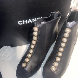 Chanel Black Leather Ankle Boots