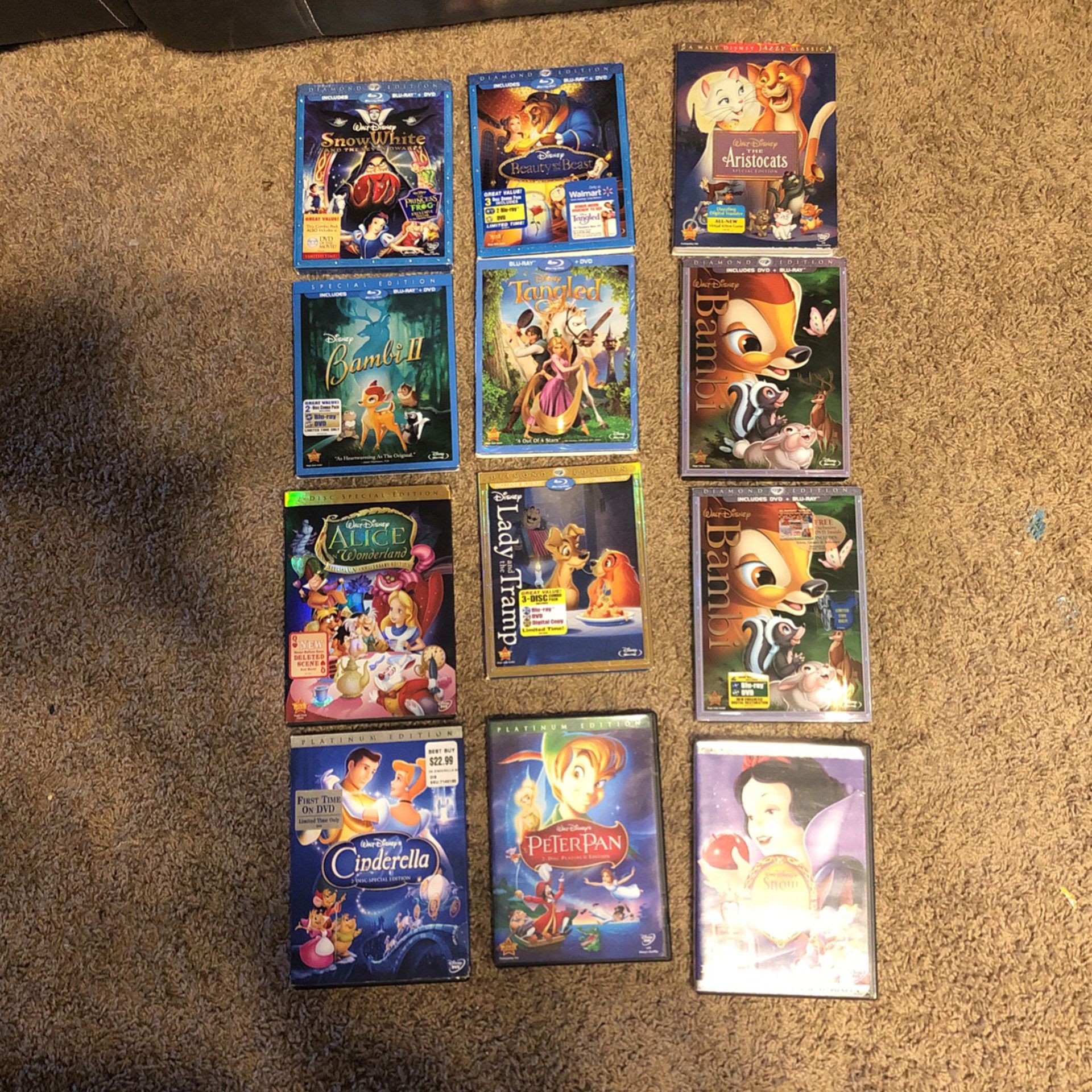 12 Disney DVDs Bambi Snow White  Christmas Gift!
