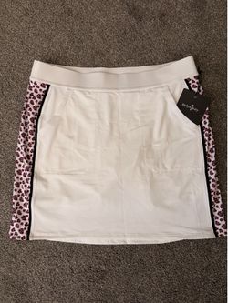 Belyn Key Women’s Pull-On Athletic Skort Floral Side Panels White Size M