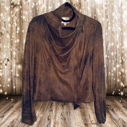 Silence + Noise Urban Outfitters Vegan Faux Leather Brown Size Small Zip Wrap