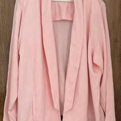 Wantable Women’s Blush Pink Modal Collared Open Front Cardigan, size 2X Made in USA 