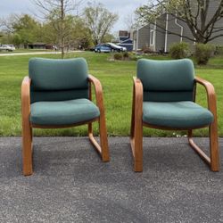 Vintage Green Upholstered Armchairs (set of 2)