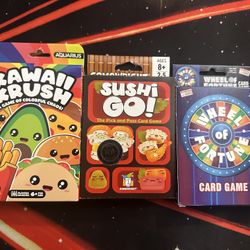 Kawaii Krush, Sushi Go, & Wheel Of Fortune Card Game 