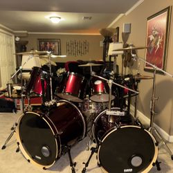 Pearl Vision Custom Drumset- Double Bass, Cymbals, Extra Mounting Gear 