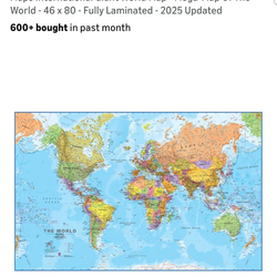 Maps International Giant World Map - Mega-Map Of The World - 46 x 80 - Fully Laminated