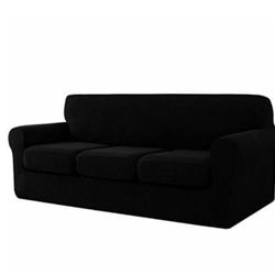CHUN YI 4 Pieces Stretch Sofa Cover for 3 Seater Couch, Washable Soft Sofa Slipcover with 3 Separate Seat Cushion Covers for Dogs, Checks Spandex Jacq