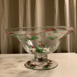 Decorative holiday glass bowl