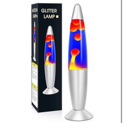 13.8" Inch Motion Table Lamp, Relaxing Liquid Night Lights with Orange Wax in Purple Blue Liquid for Adults and Children, Amazing Night Light Gifts fo