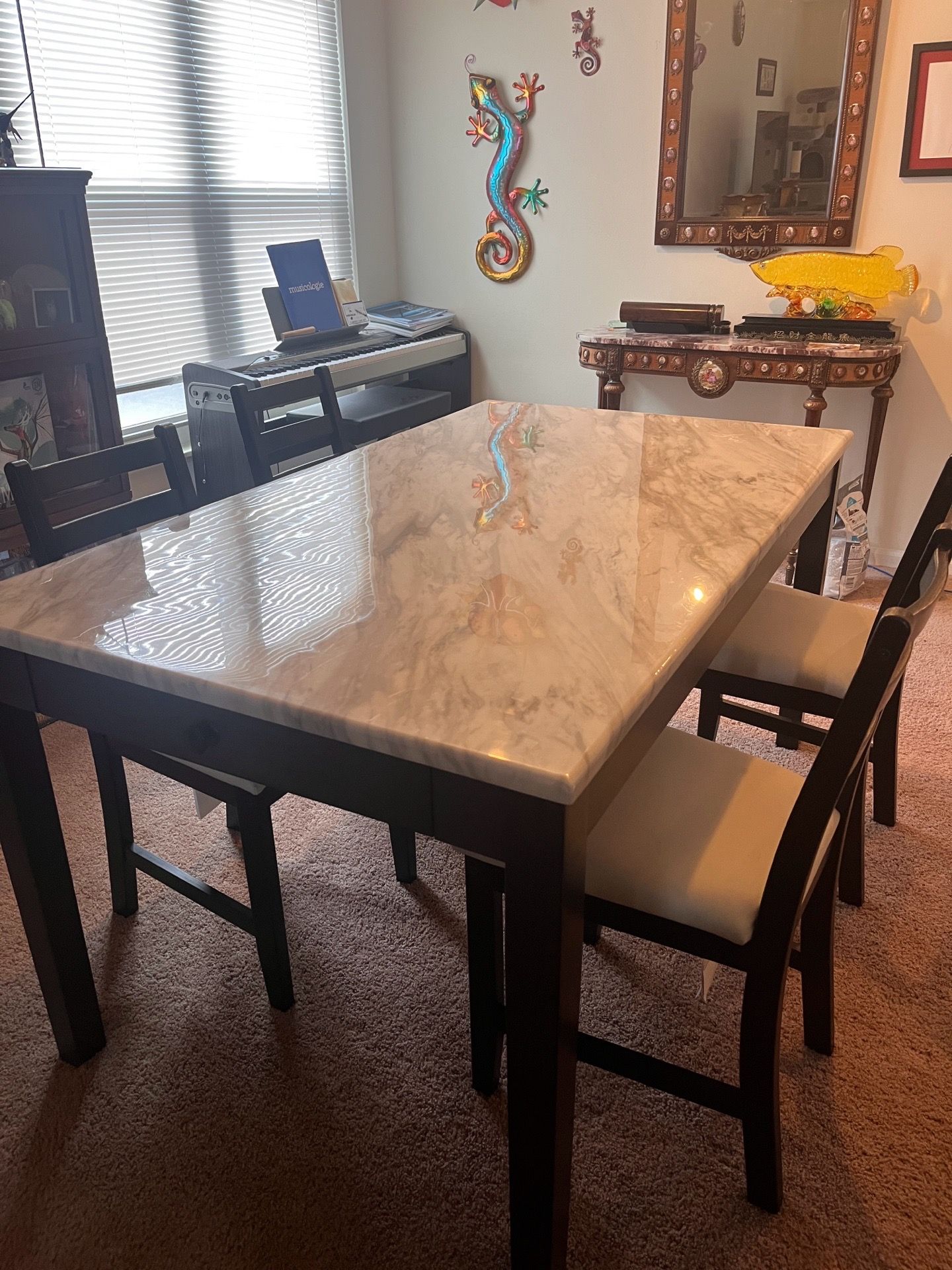 Wayfair Marble and Wood Dining Table Set
