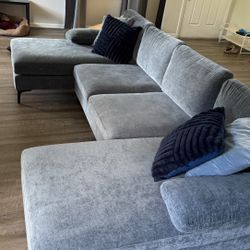 Blue Grey 110” U-Shaped Couch