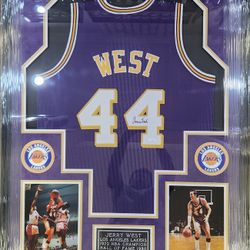 Lakers Legend Jerry West Signed, JSA-Certified,  Deluxe-Framed Jersey 