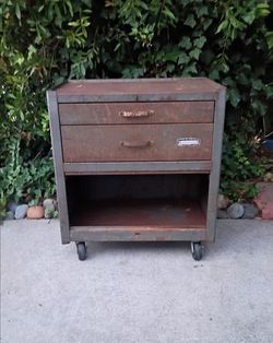 Craftsman Toolbox Rolloff Two Drawers Storage Shelf with Large Bottom Cubby 26 1/2" W X 12 1/2" D X 29" T