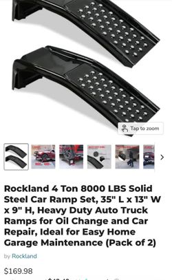 Rockland 4 Ton 8000 LBS Solid Steel Car Ramp Set, 35Lx13Wx9H
Brand new