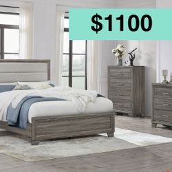 🌺 FREE DELIVERY 🌺Brand New 5PC Queen Size Bedroom Set ( Queen Bed, NS, Dresser, Mirror, Chest) 