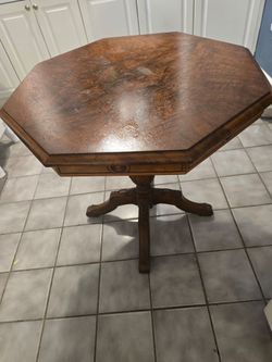 Octagonal burl wood side table