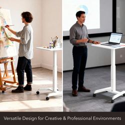 Height Adjustable Rolling Laptop Desk with Wheels