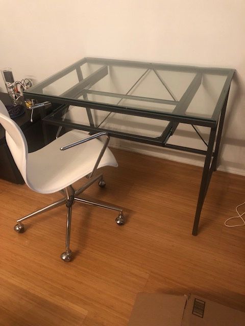 CB2 Dwight Glass Desk Set with Chair