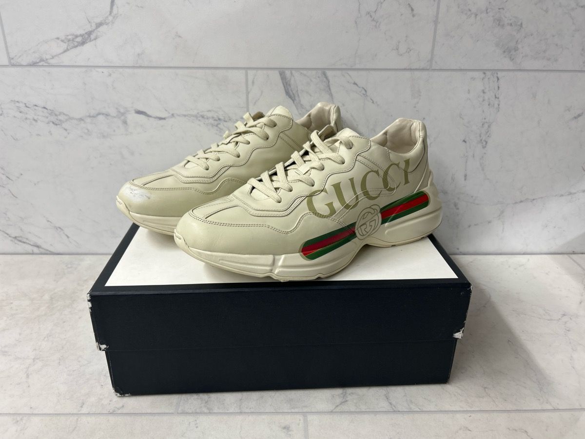 Gucci Gara Logo Leather Sneakers Size 12.5 (PO1016996)
